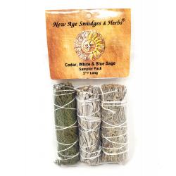Cedar, White, Blue Sage Sampler 3"+